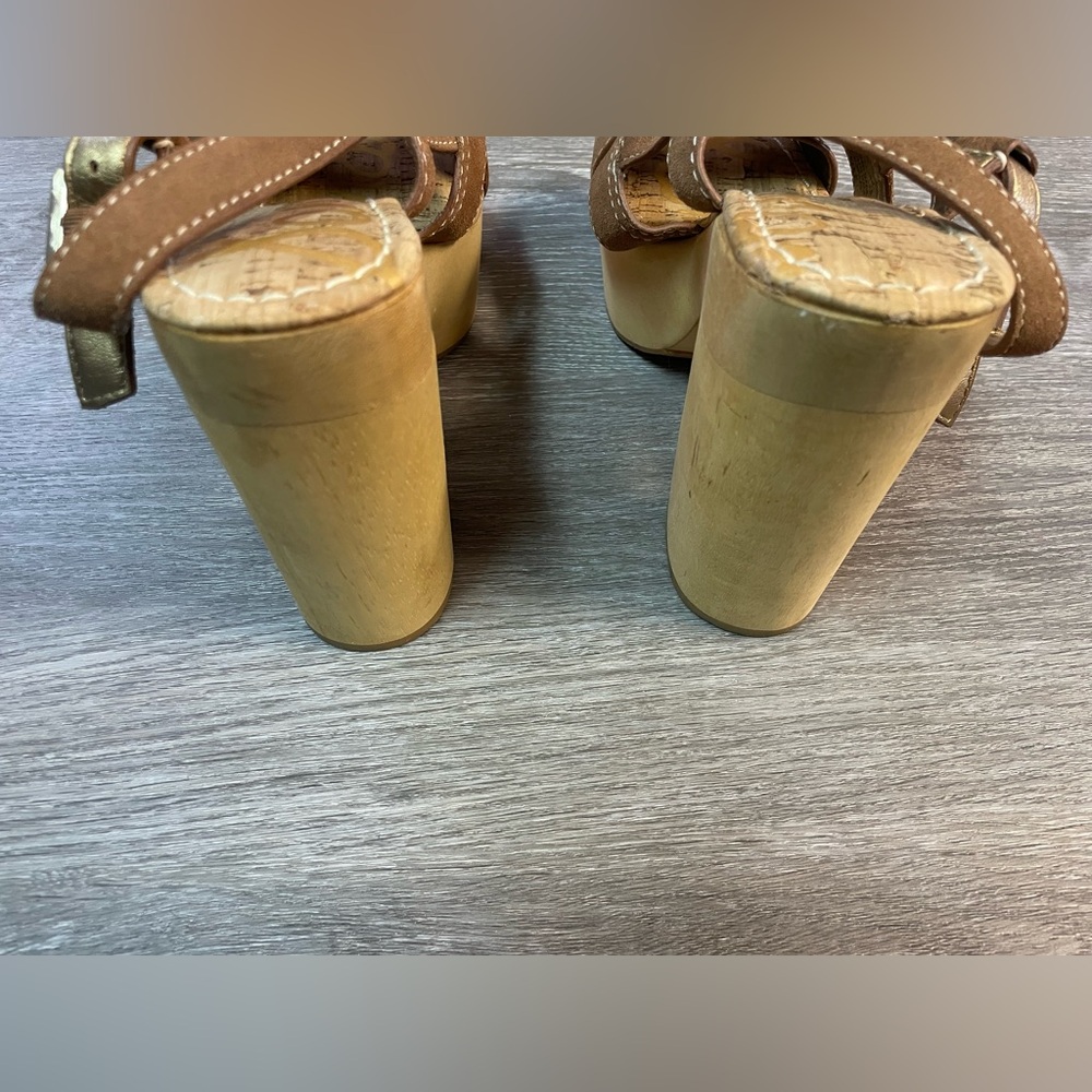 Sam Edelman Brown Suede Platform Sandal Heels - Picture 8 of 13